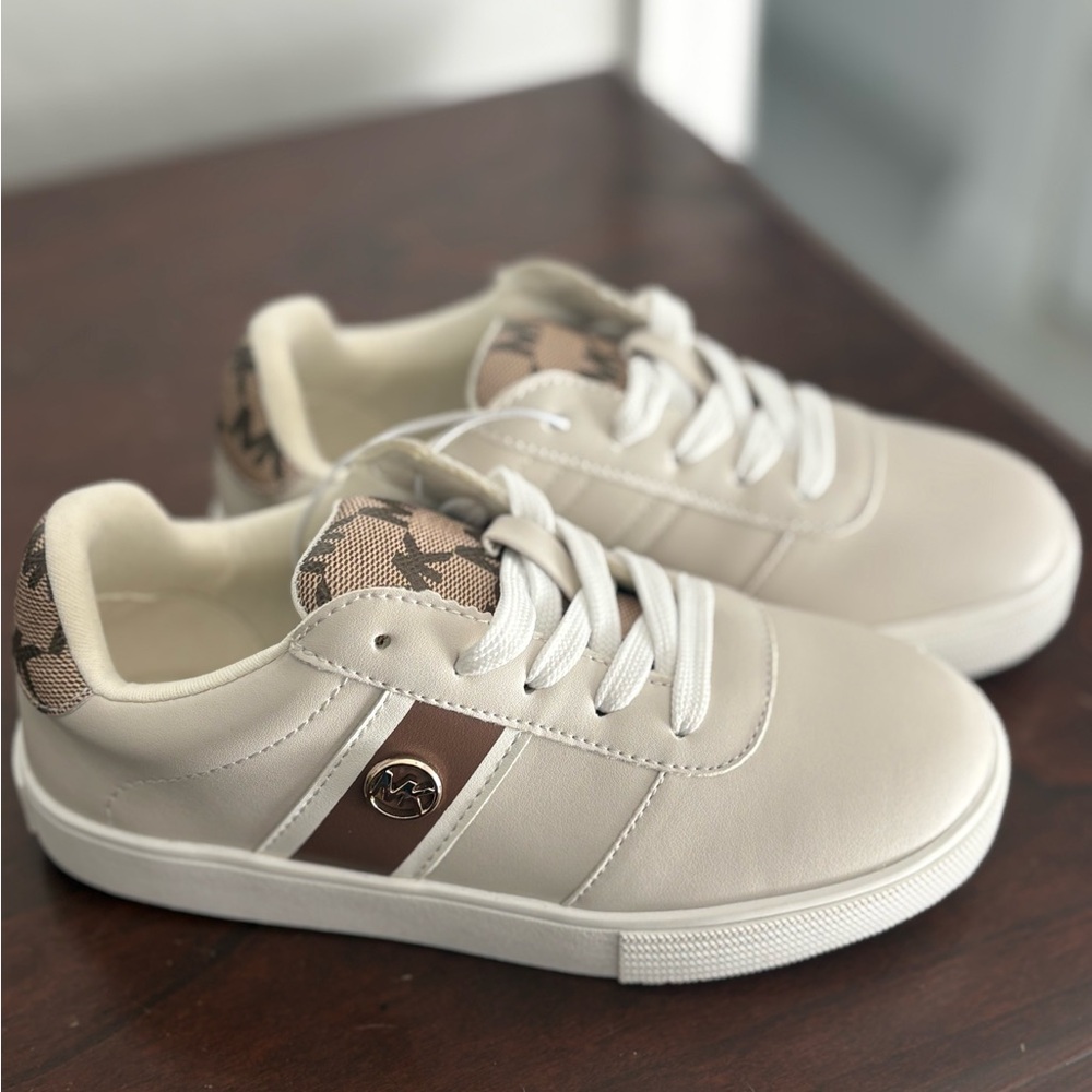 Michael Kors Cream and Brown Kids Sneakers